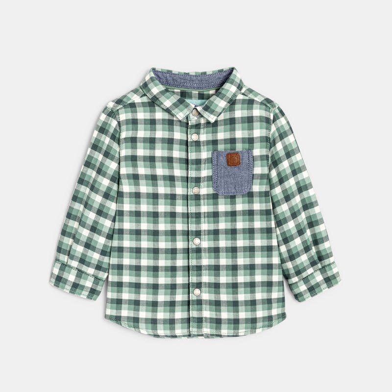 Chemise à carreaux en tubique verte bébé garçon Vert