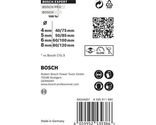 Betonboorset Bosch Professional CYL-9 Multi Construction Ø 4-6 mm 40-80x75-120 mm 4-delig