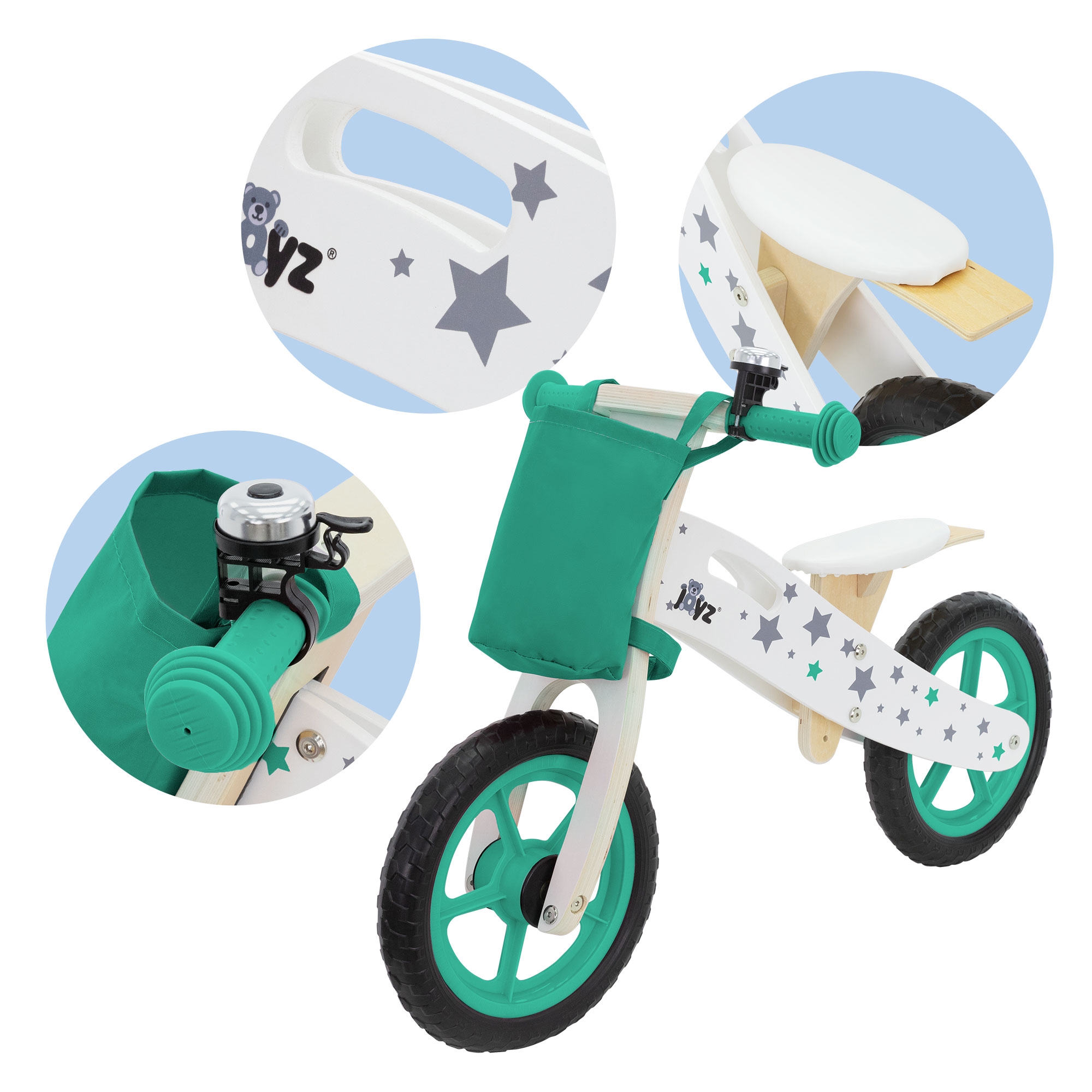 Bicicleta de madeira Joyz para crianças a partir de 2 anos com assento ajustável.