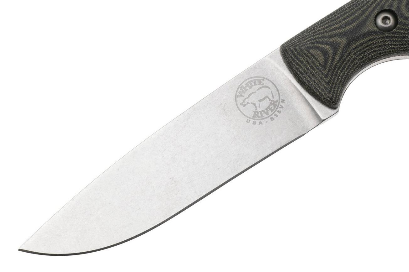White River Knives Hunter, S35VN, Black O.D. Green Micarta, jachtmes, Owen Baker Jr. design