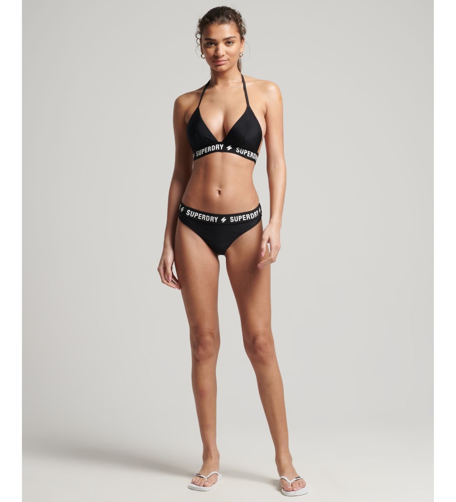 Top de biquíni triangular elástico preto da Superdry