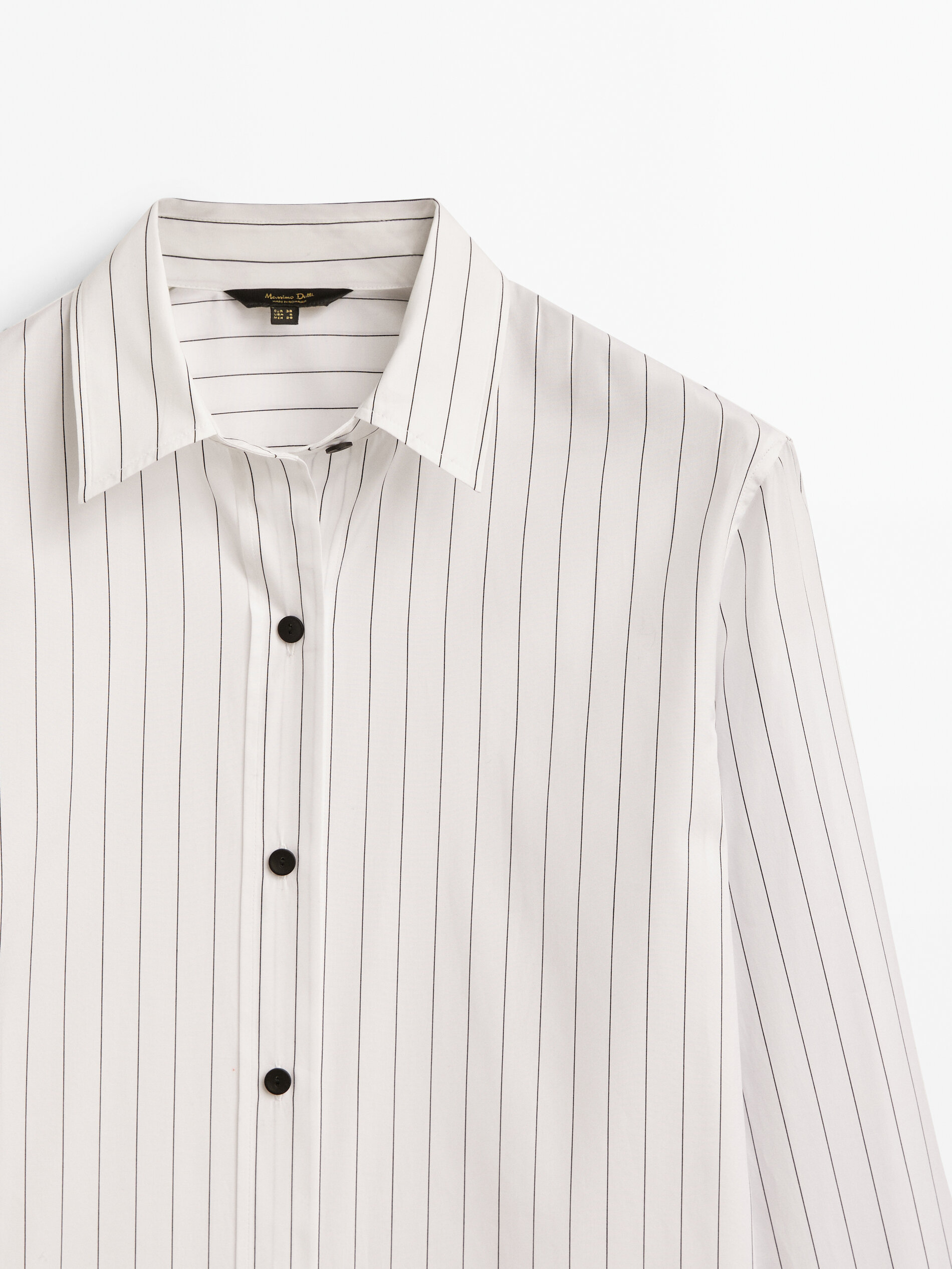 Camisa listrada de algodão popeline - BRANCA