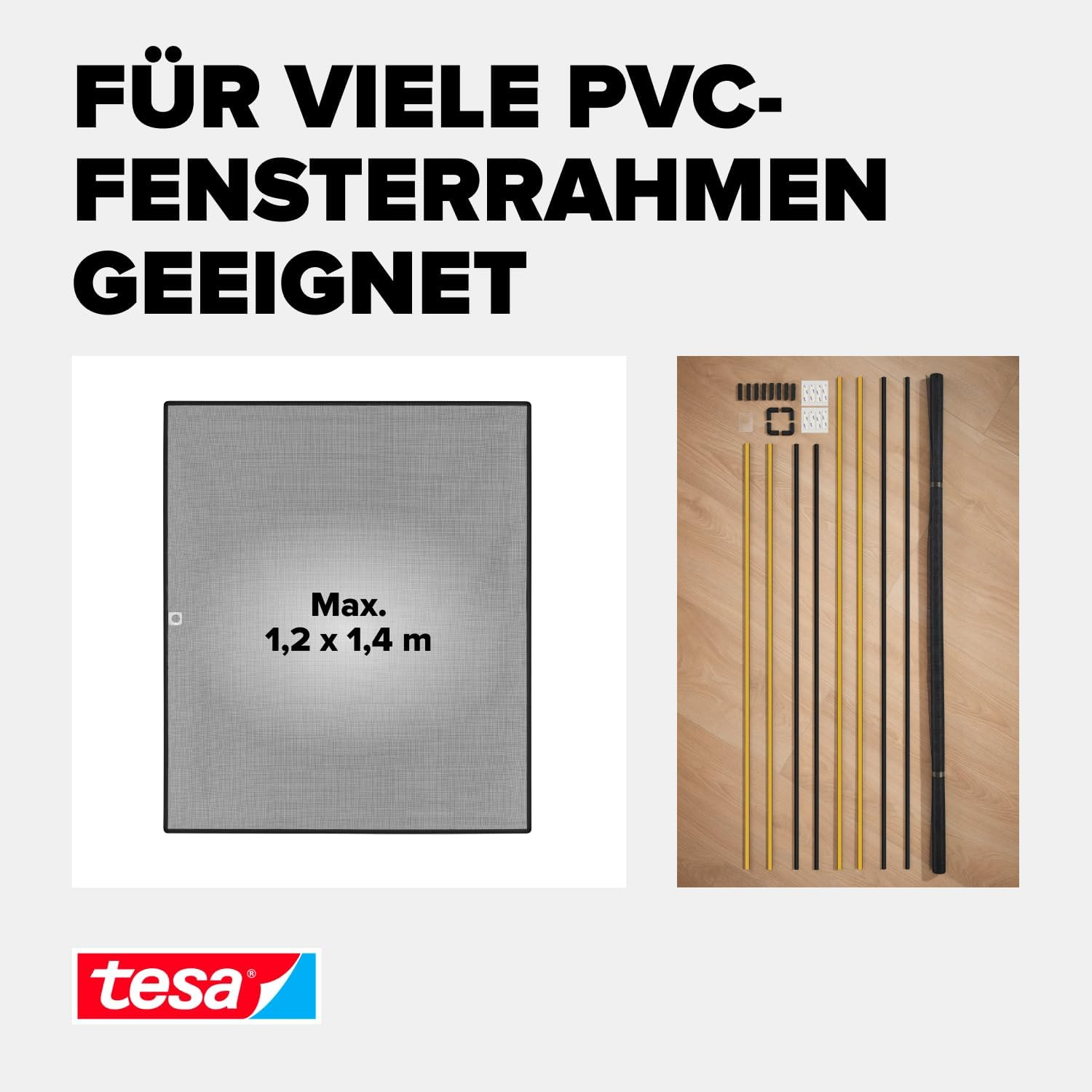 (120x140cm) Clip-On Fenster Fliegengitter zum Einklicken Insect Stop Zuschneidbarer Anklips Rahmen (55360-00000-00) - Anthrazit