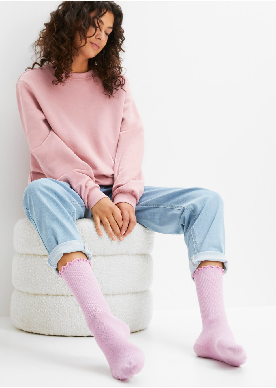 Lot de 4 paires de chaussettes côtelées avec bord ruché