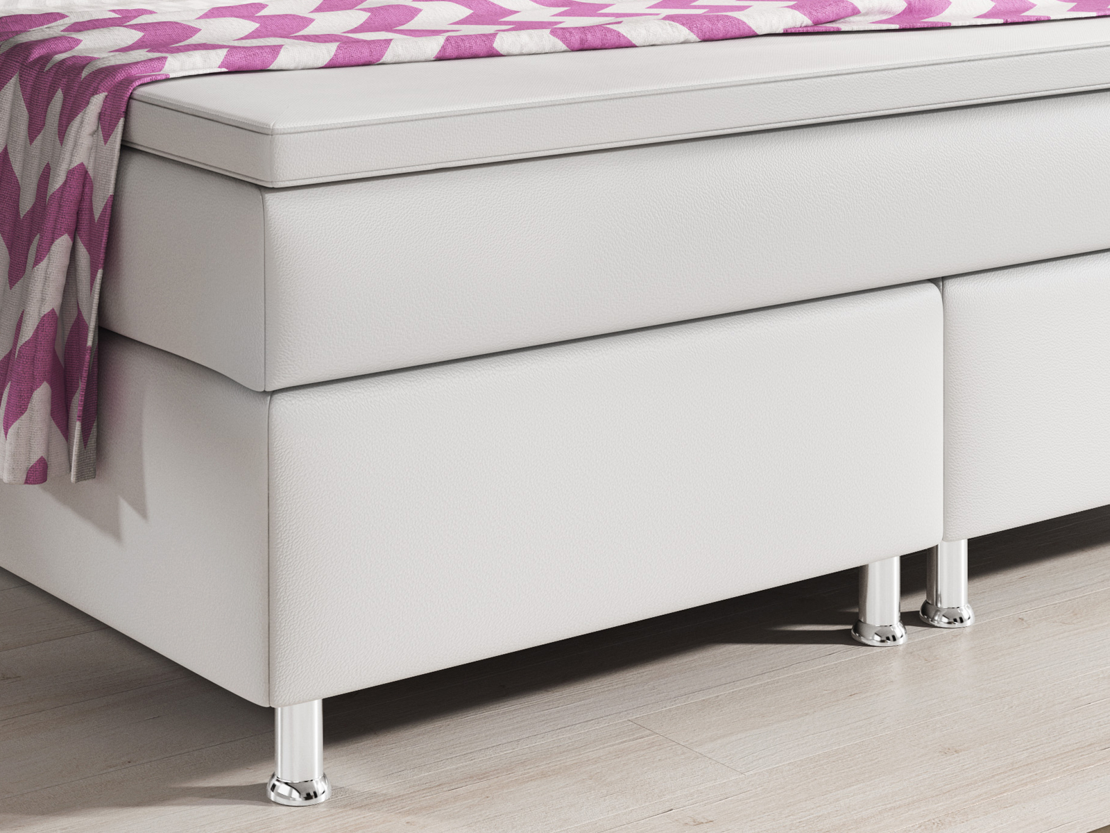 Boxspringbett - weiß - H3 - Kunstleder -180x200 cm
