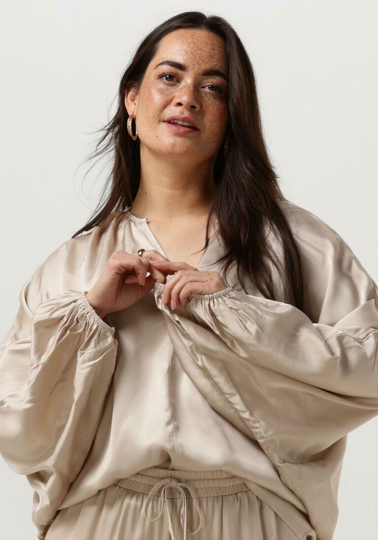 RESORT FINEST beige resort finest blouse satin balloon blouse