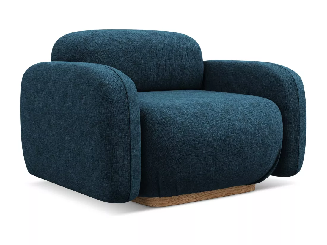 Fauteuil en tissu chenille - bleu royal - AILANI