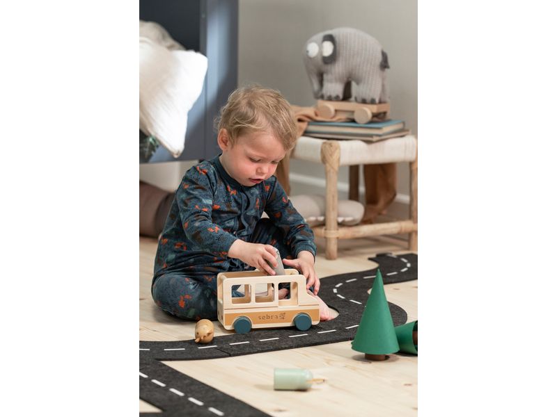 sebra Sebra Bus Holz Wildlife Spielzeugbus mit drei lustigen Passagieren