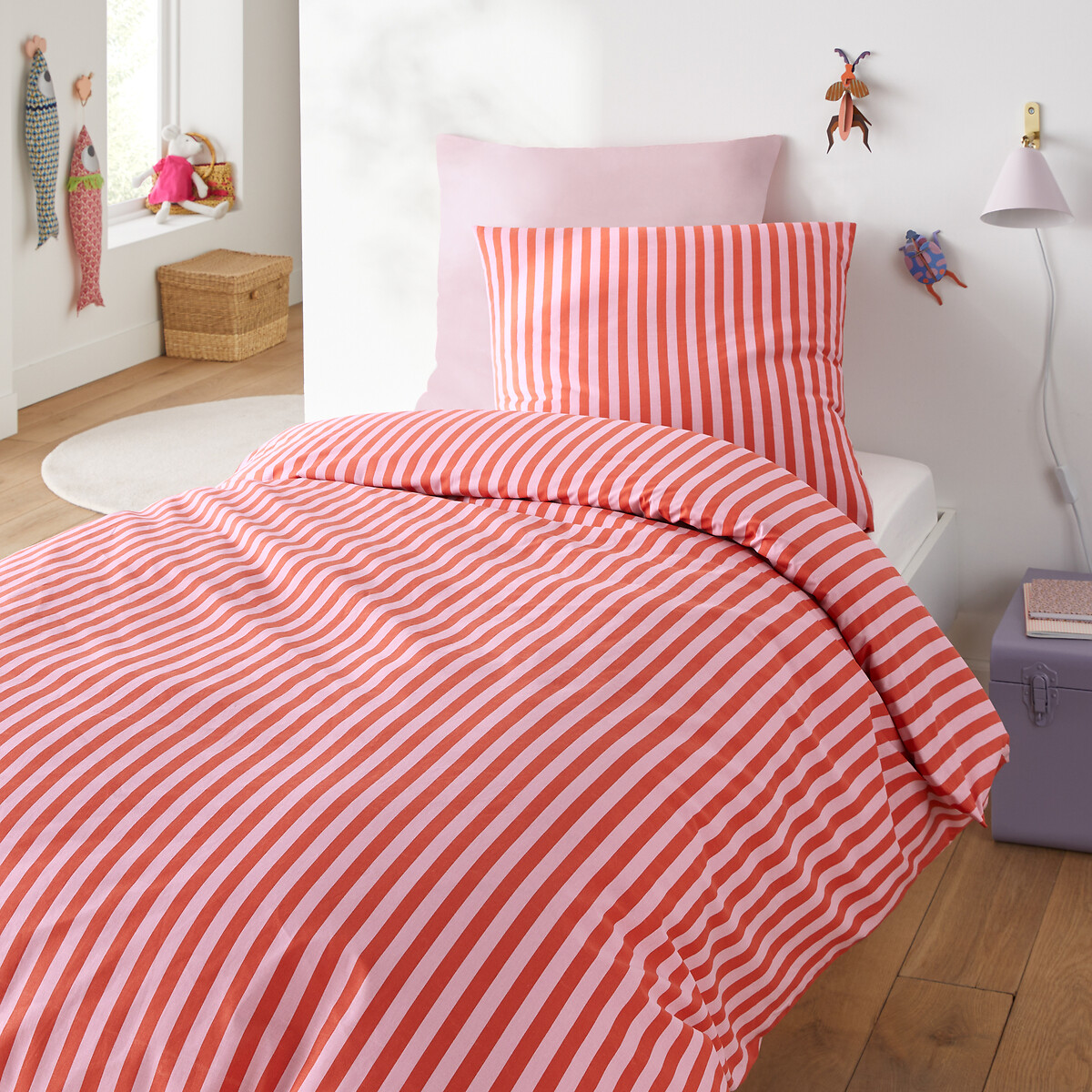 LA REDOUTE INTERIEURS<br>Conjunto de cama 50% algodão reciclado, rosa Sacha