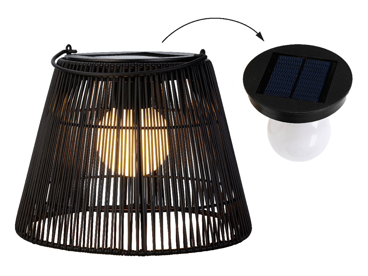 Lumineo Black rieten solar lantaarn