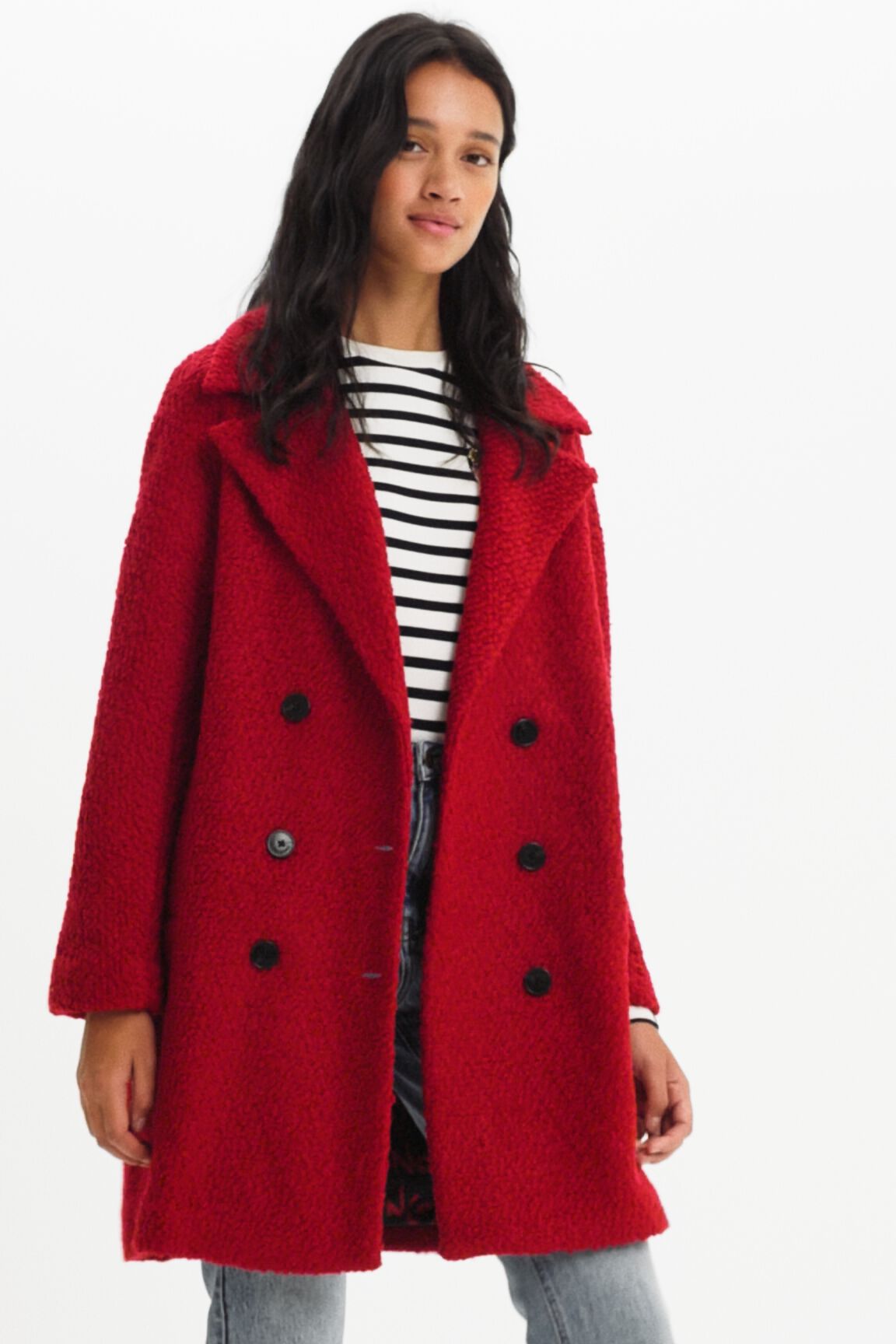 Manteau droit laine