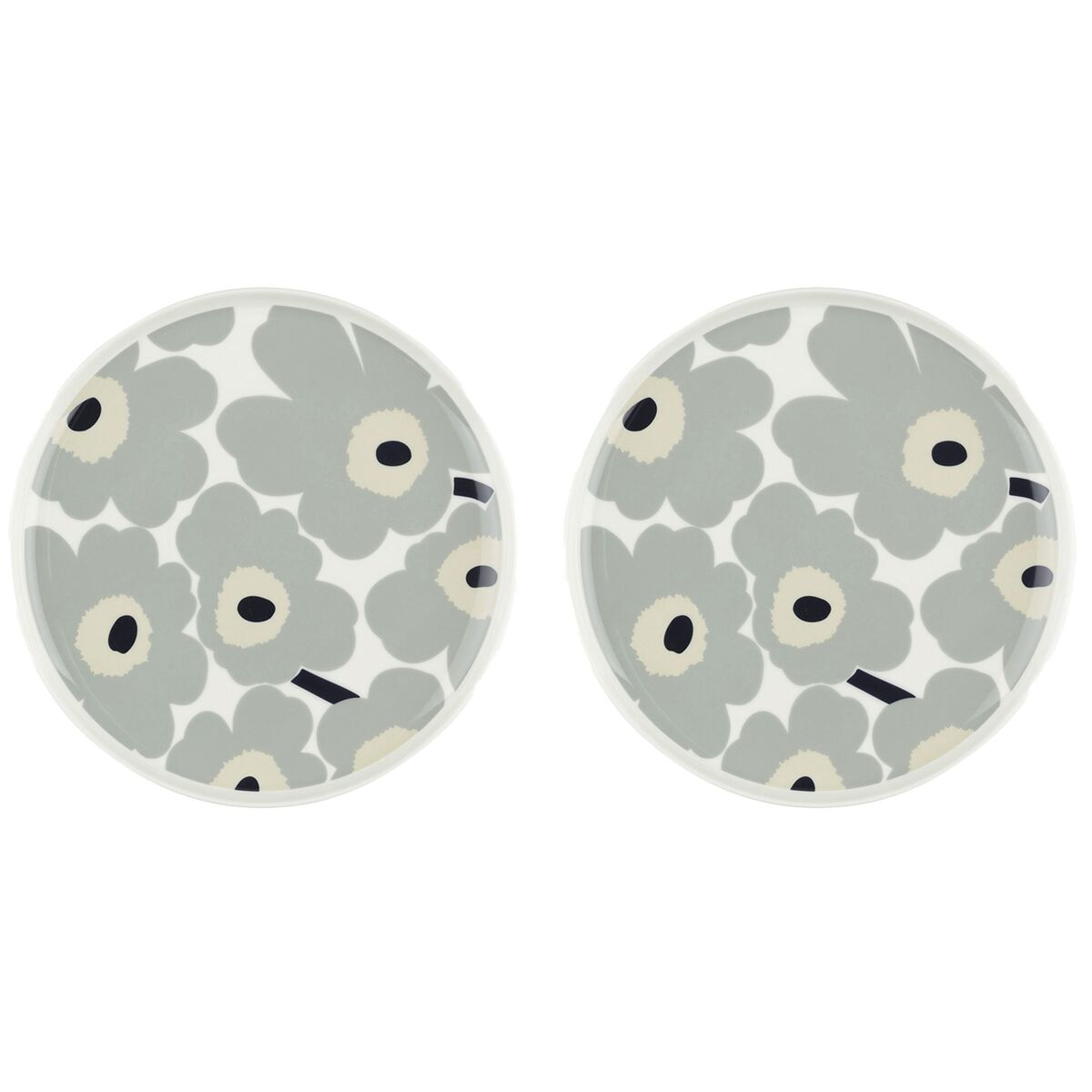 Unikko tallerken 25 cm 2 stk, hvit/grå/sand
