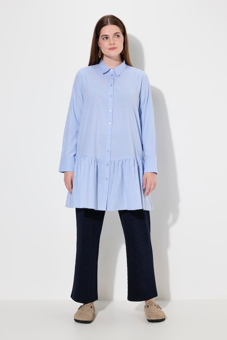 Hemdbluse, Volantsaum, Hemdkragen, Langarm, Biobaumwolle