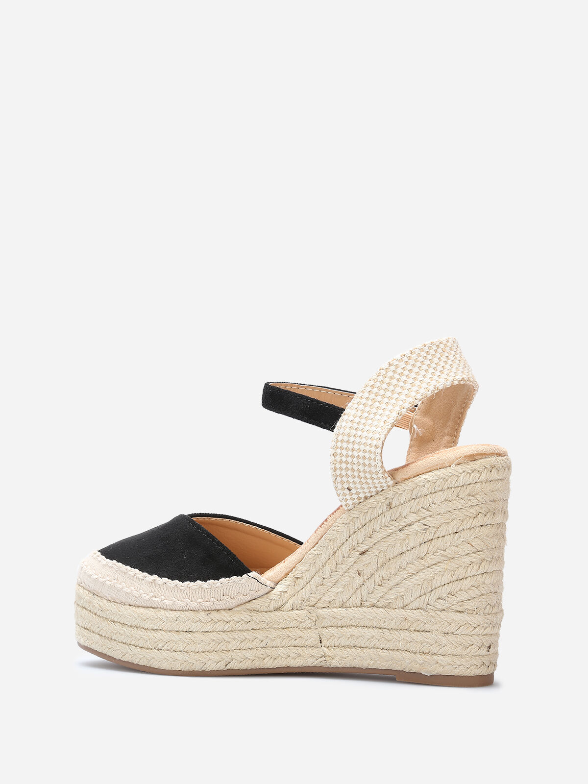 Espadrilles compensées à bride- Noir