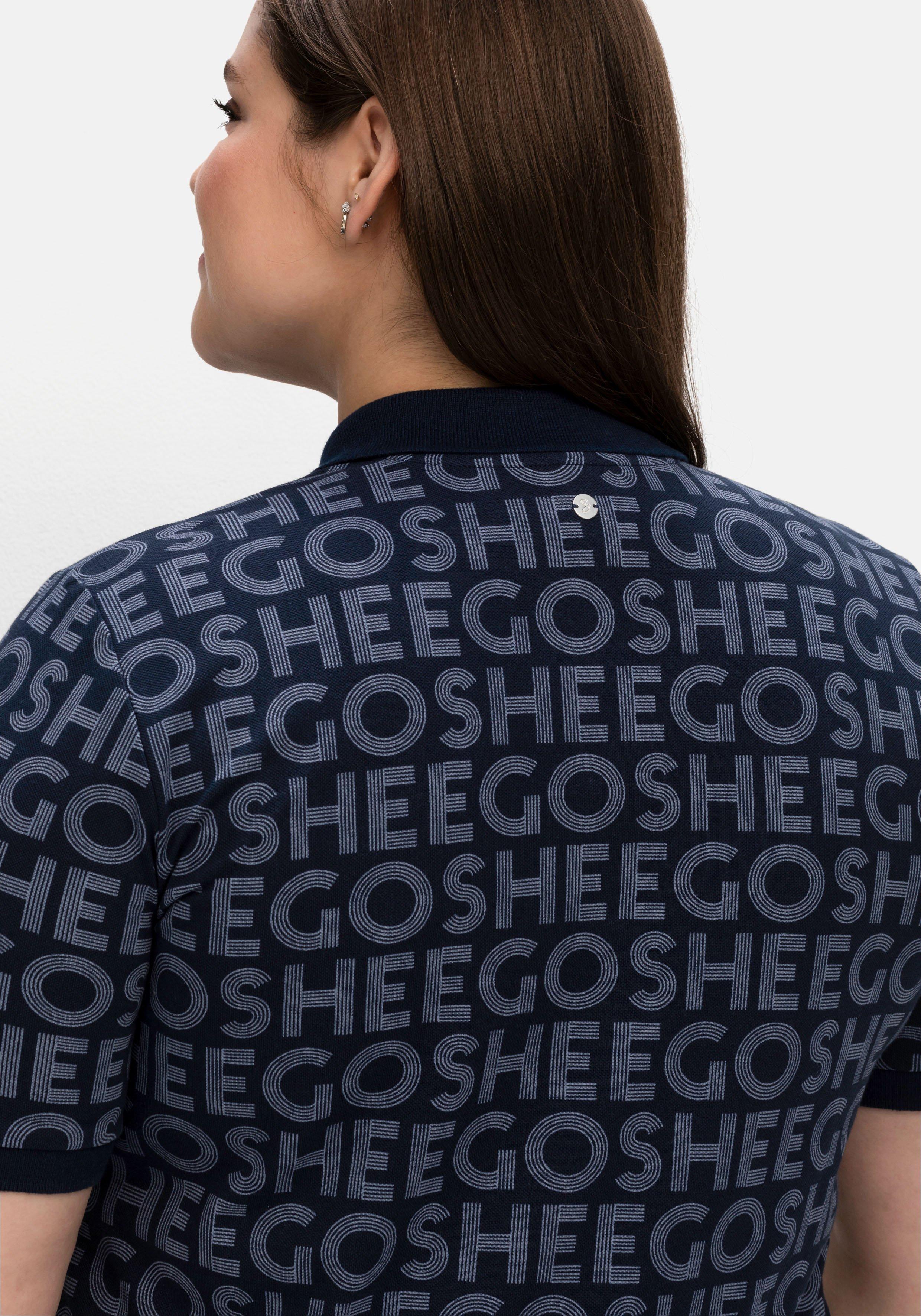 Poloshirt mit Alloverdruck, aus Waffelpiqué