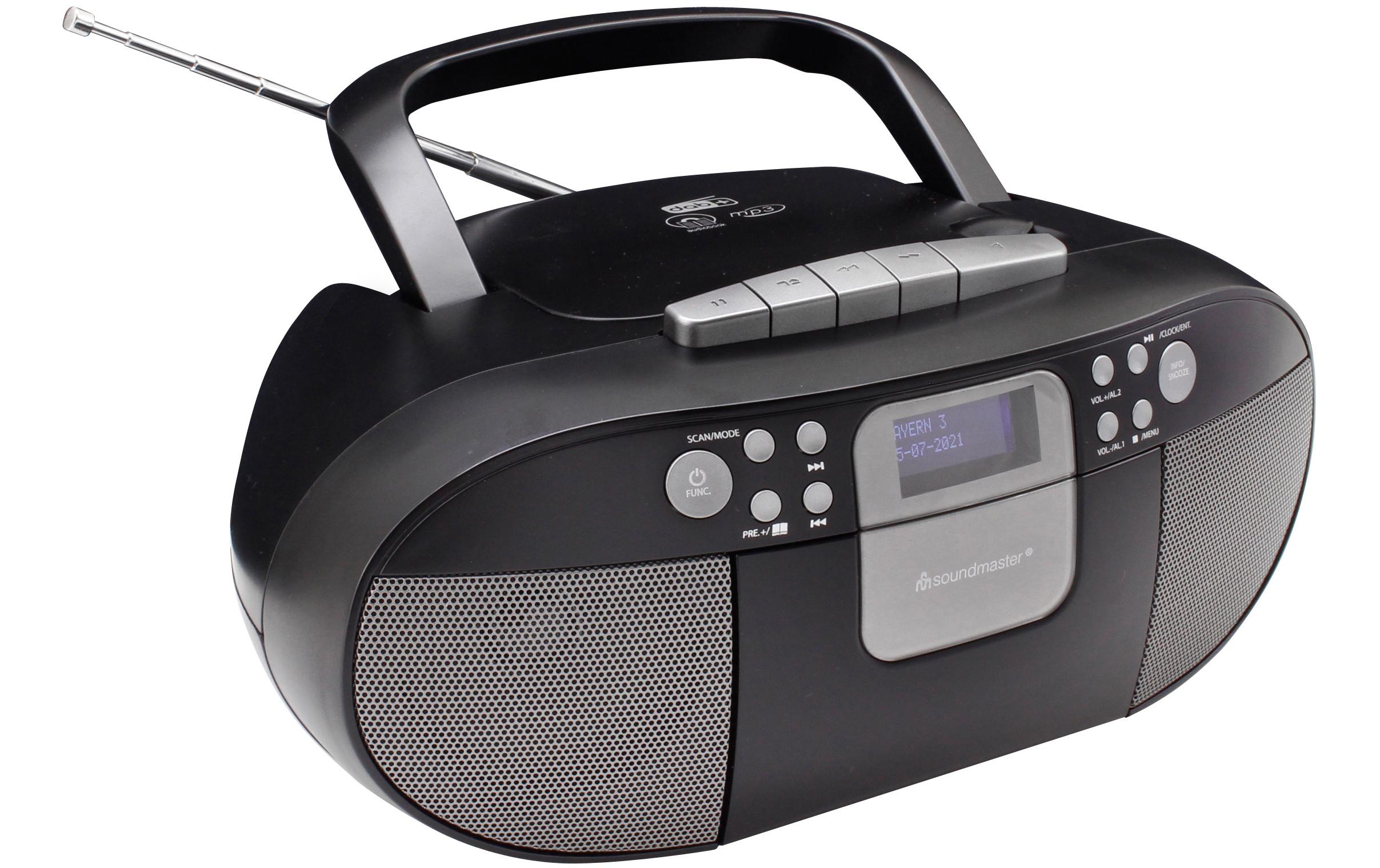 Radio DAB+ Boombox SCD7800 SchwarzDAB+ Boombox mit CD/MP3, USB und Kassettenwiedergabe