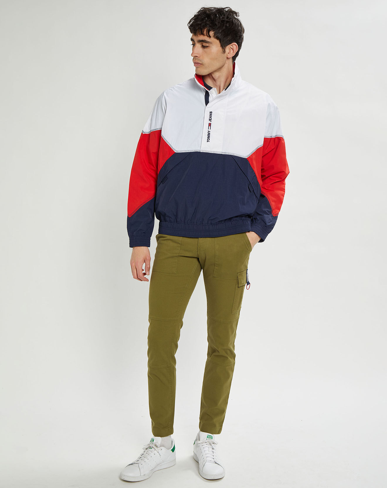 Tommy Jeans Pantalon en Coton Bio slim fit scanton dobby cargo kaki