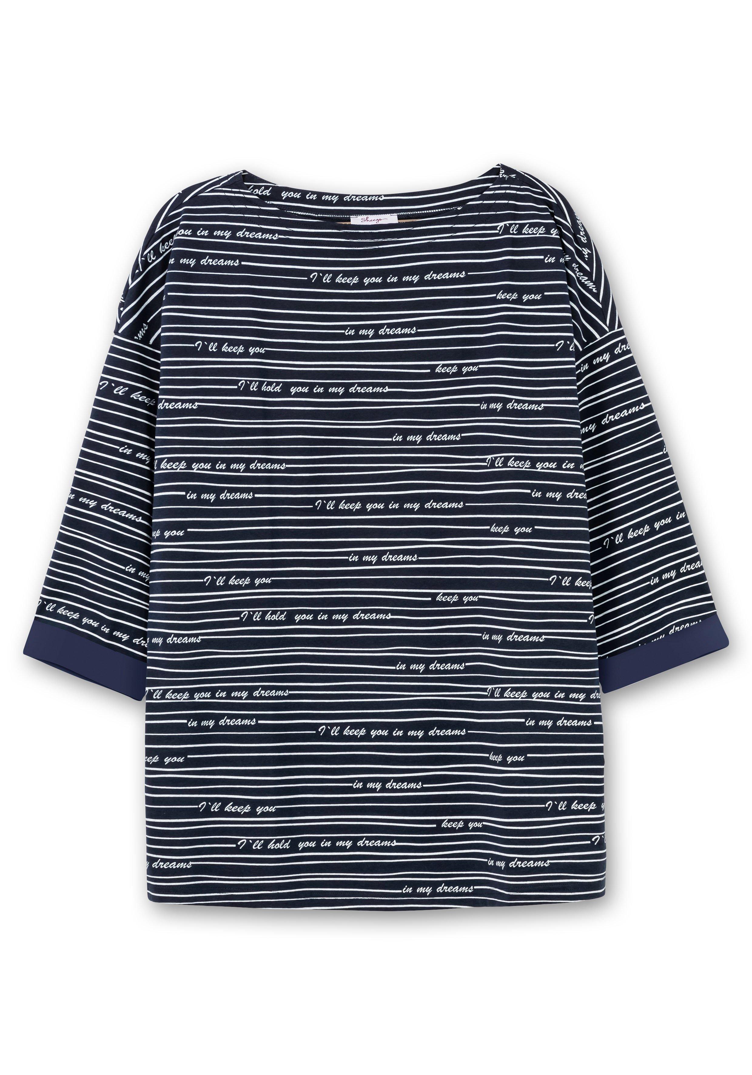 3/4-Arm-Shirt mit Streifen und Wordingprint