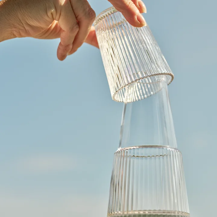 Stelton - Pilastro Karaffe mit Glas 1 l, klar