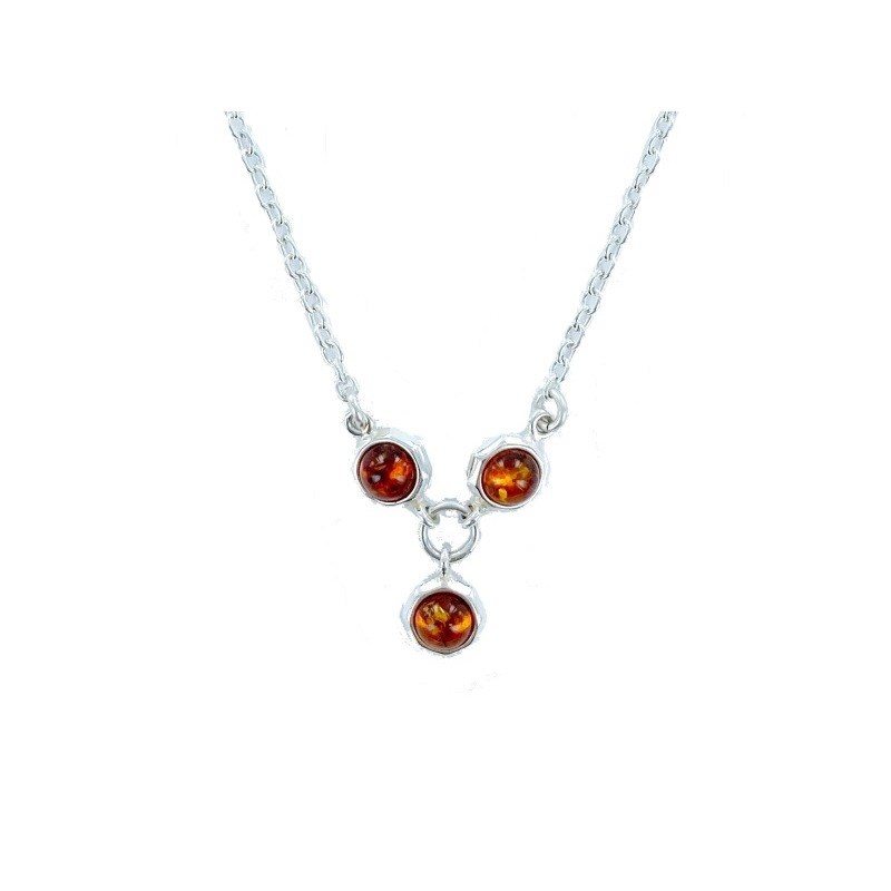 Collier argent 925 Ambre veritable de la mer Baltique