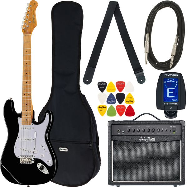 Harley Benton ST-62 MN BK Vintage Bundle 2