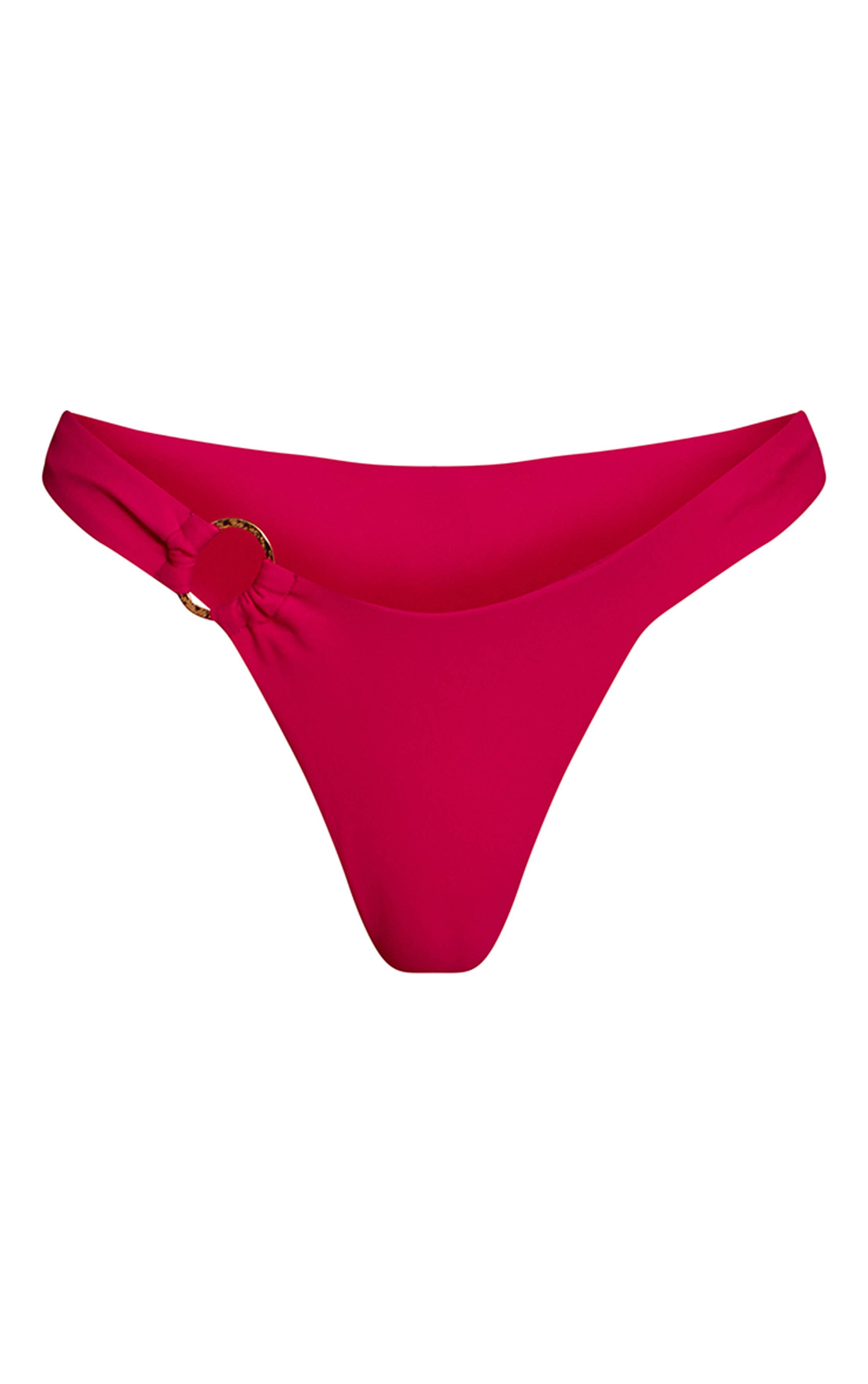 Fuchsia Bas De Bikini Tanga Turquoise À Anneau Doré