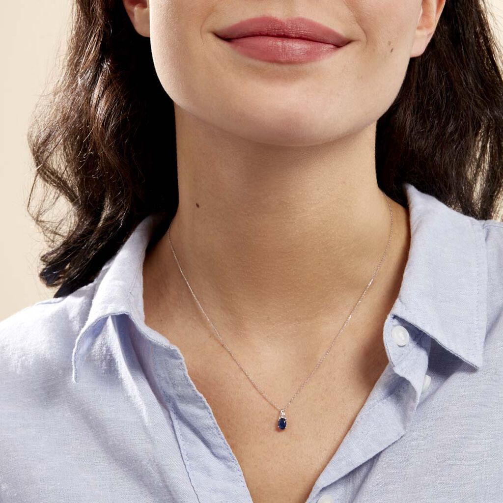 Collier Marie Or Blanc Saphir Diamant