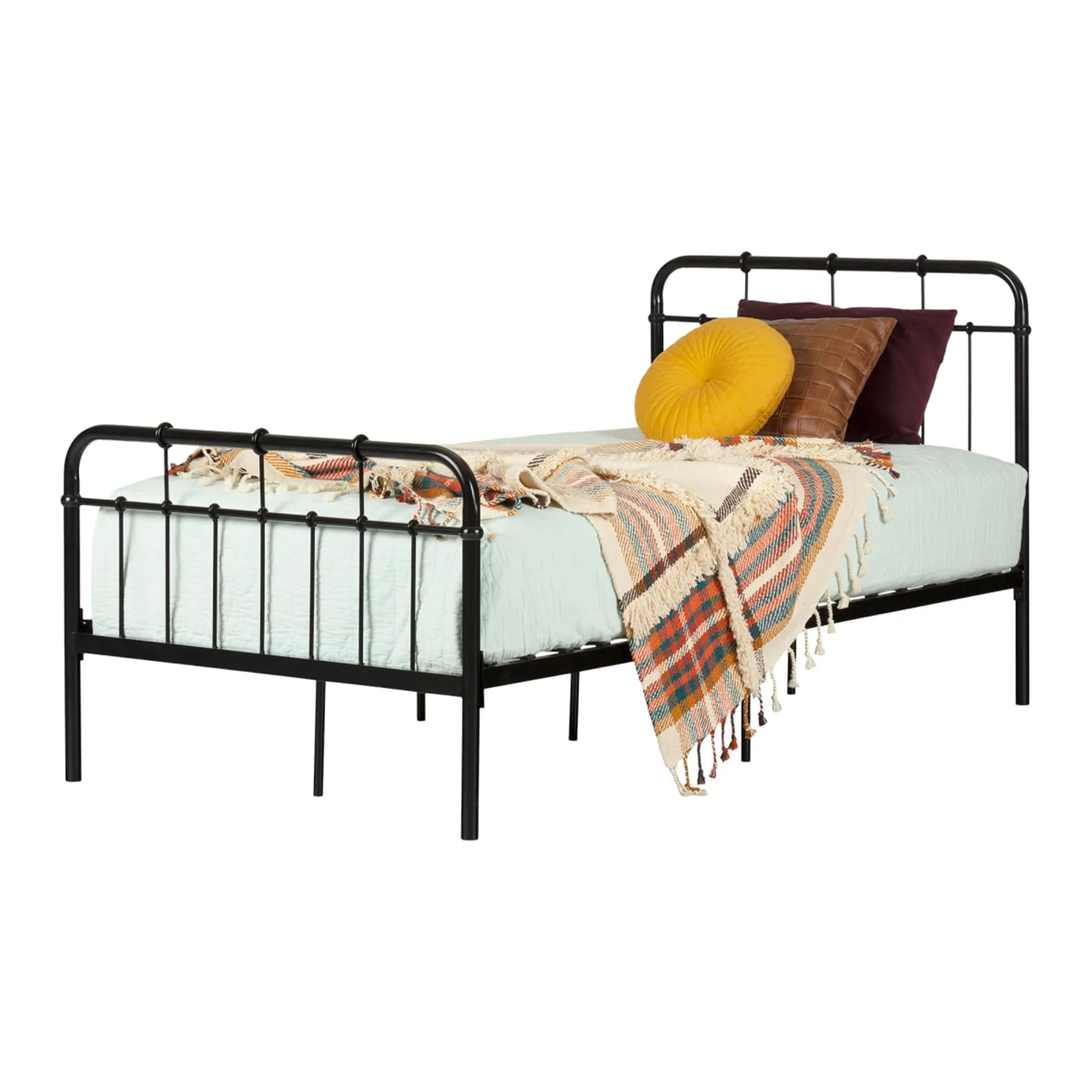 South Shore Lit Simple Complet en Métal - Versa Noir solide