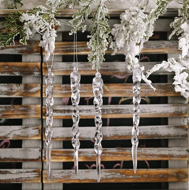 Juletræsvedhæng Isprop plastik gennemsigtig 12-pak