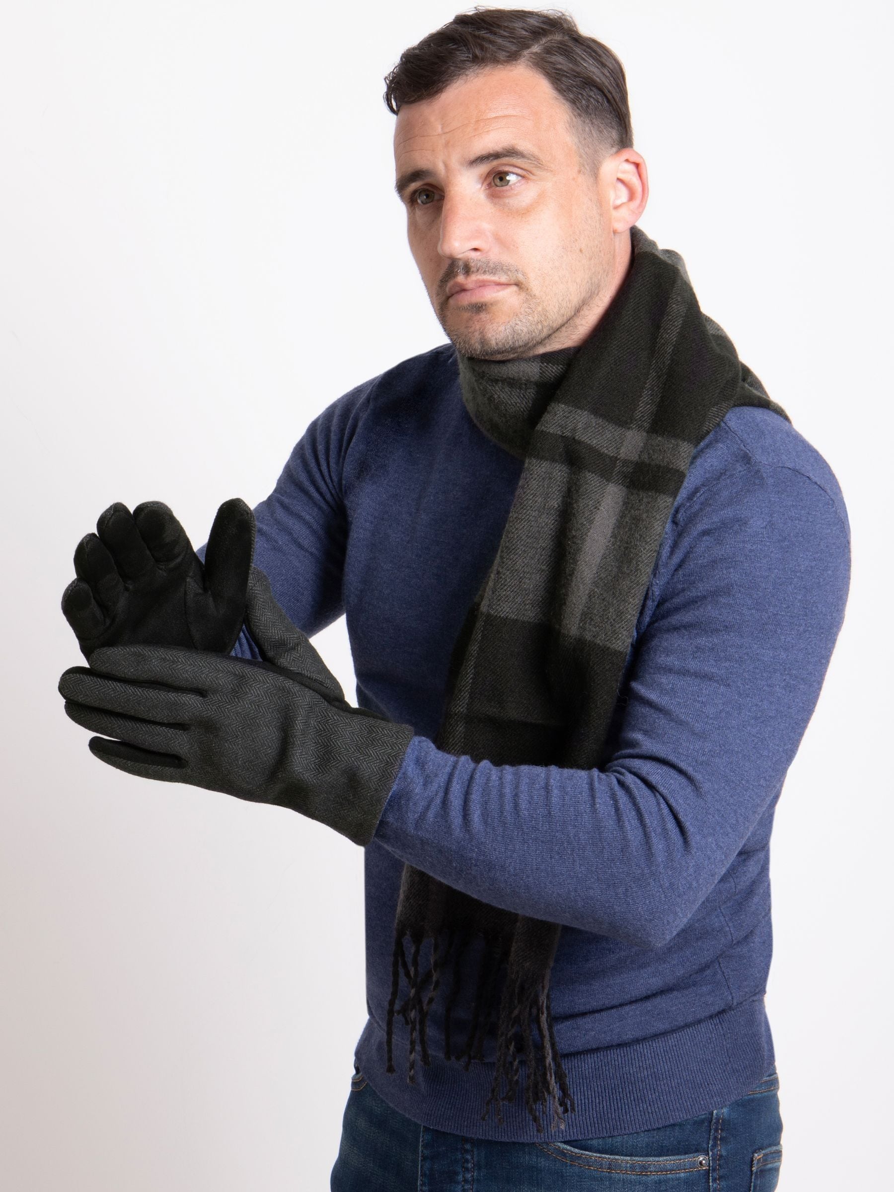 Totes heren wolmix wintersjaal en thermisch gevoerde handschoenen