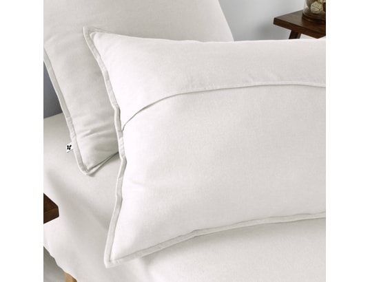 TERRE DE NUIT - Taie d'oreiller Lot de 2 taies d'oreiller flanelle blanc 63x63 cm