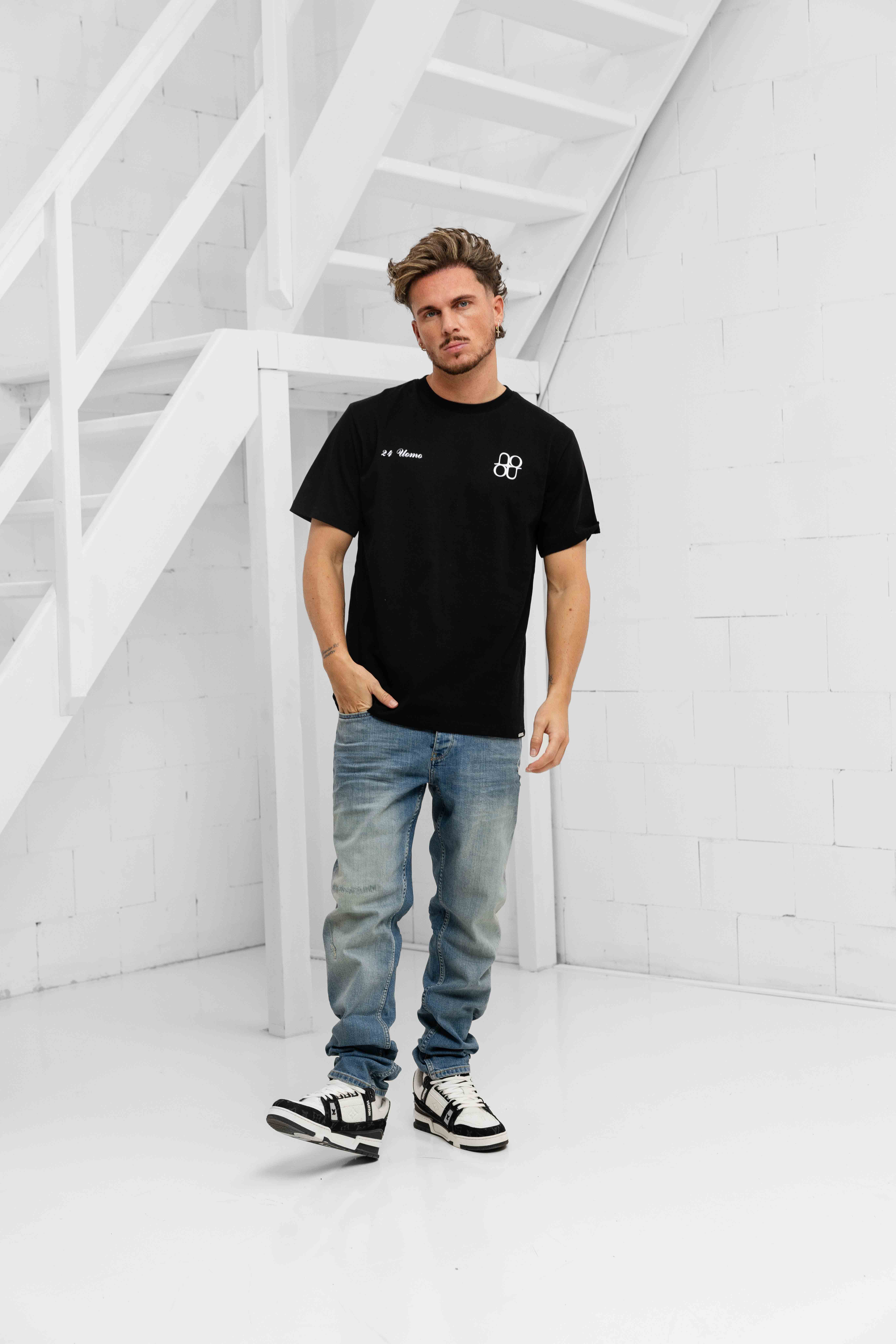 24 Uomo Symbol T-shirt Heren Zwart