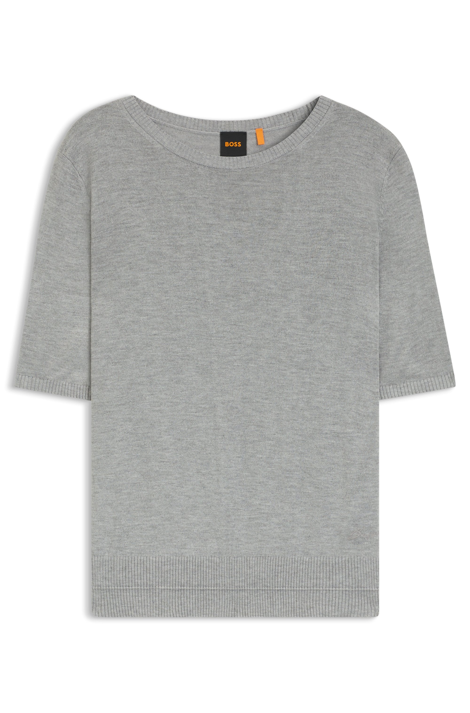 BOSS ORANGE Kurzarmpullover »Fiaffusa Premium Damenmode«, mit dezentem Ajourstrickmuster hinten