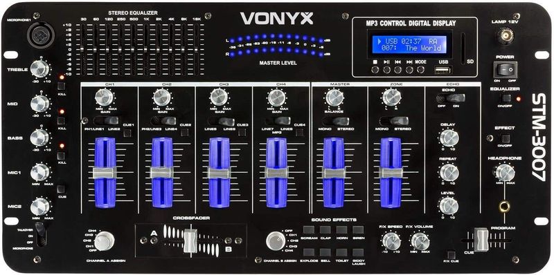 SkyTec - 2.1 Complete DJ Live Set - 1600 Watt - Met Mixer en Kabels