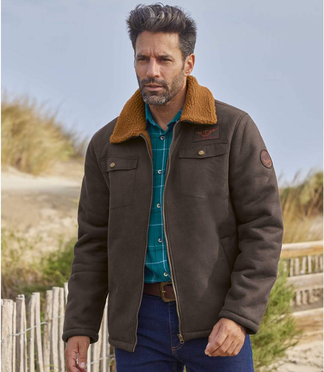 Blouson Aviateur en Suédine Fourré Sherpa