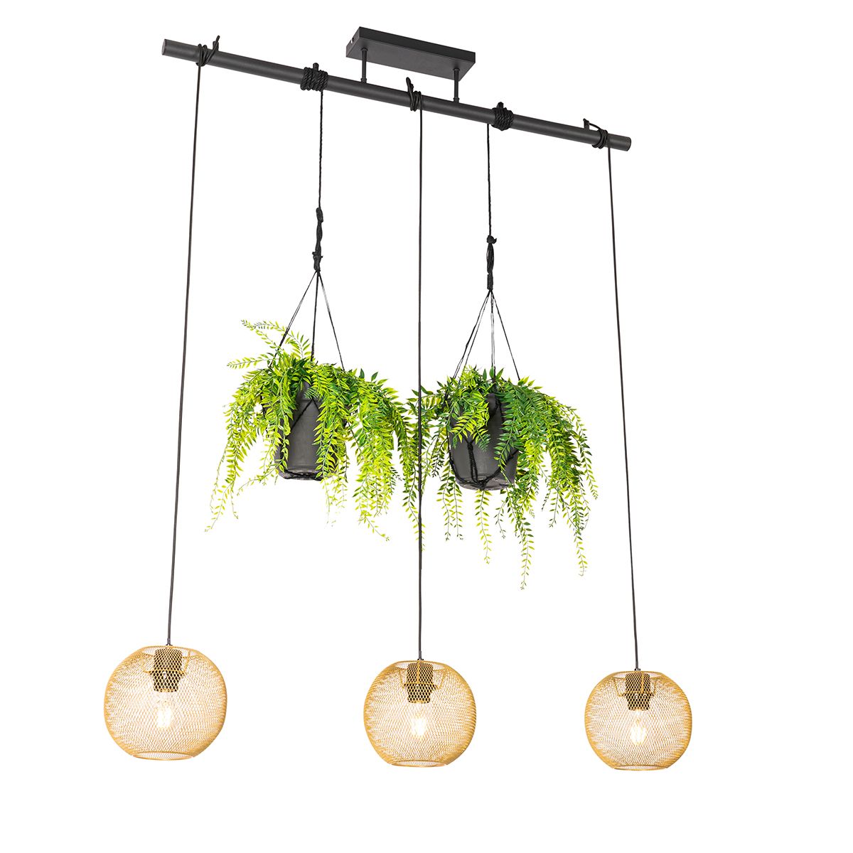 Industriële hanglamp goud 3-lichts - Flor