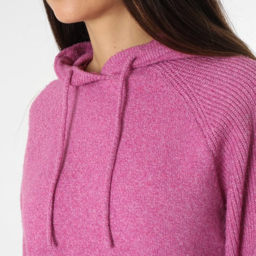 Pull Capuche Crop Femme Brilliant Rose