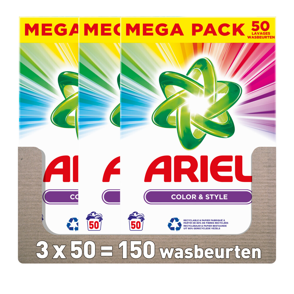 3x Ariel Waspoeder Kleur 50 wasbeurten3 kg