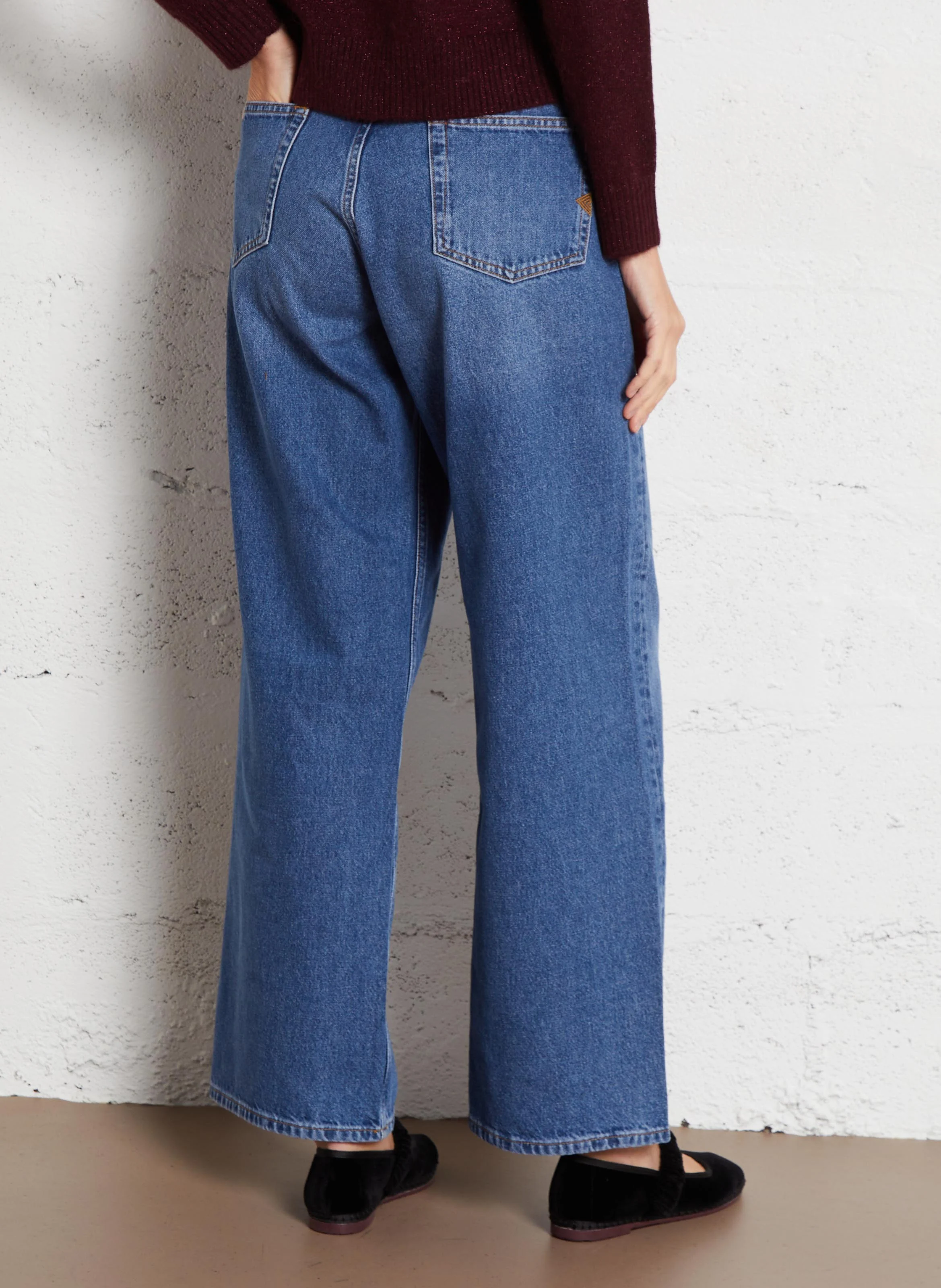 PISE - Jean large avec braguette boutonnée en coton | Bleu