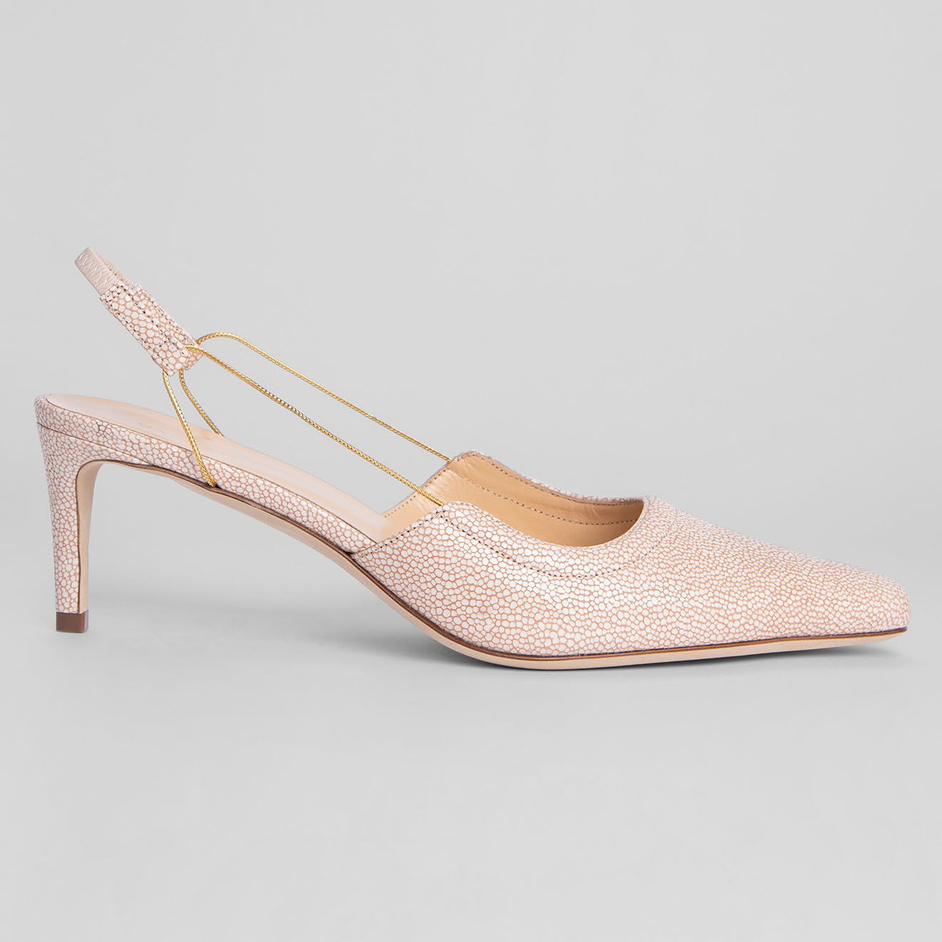 By Far Slingbacks en Cuir Gabriella crème - Talon 7 cm