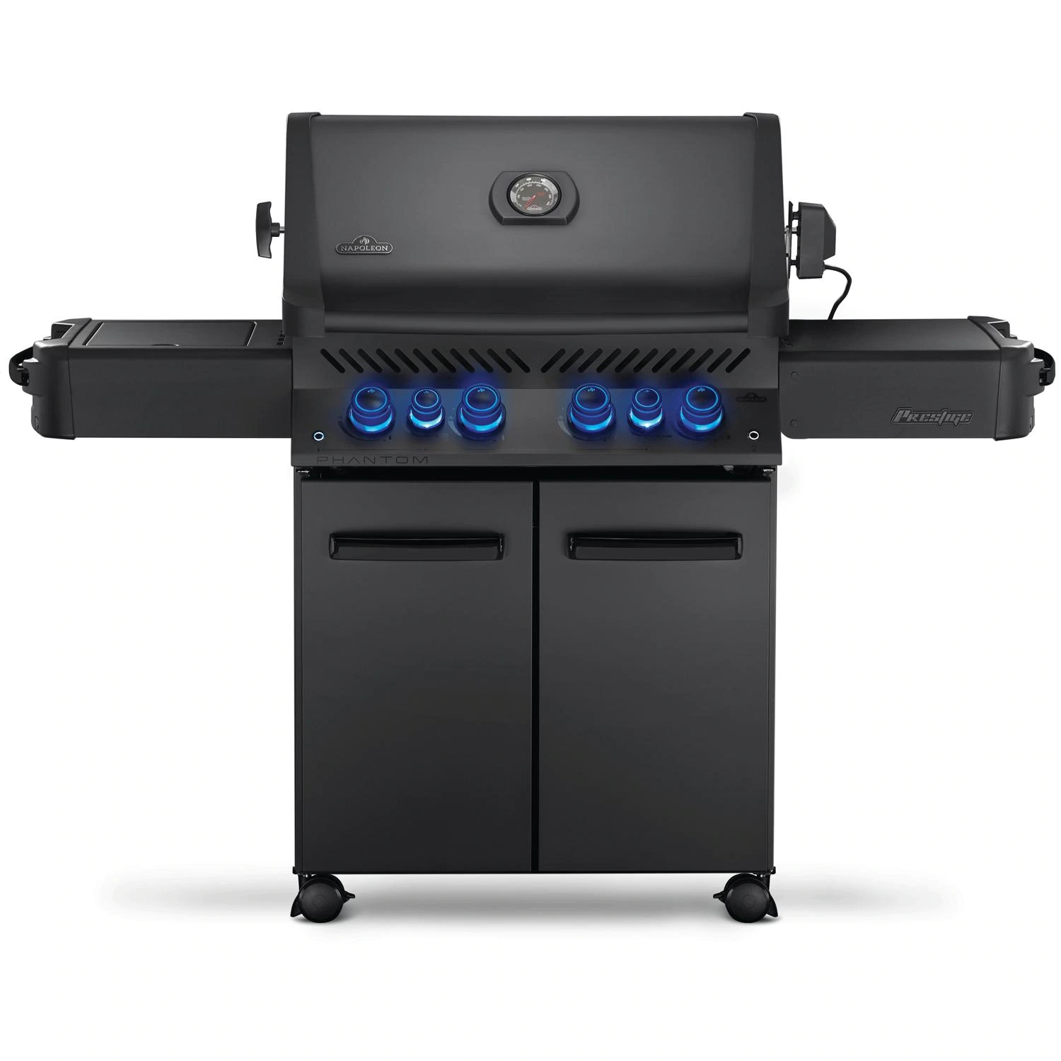Churrasqueira a gás propano Napoleon Phantom Prestige 500 com queimador traseiro infravermelho, queimador lateral infravermelho e kit rotisserie - Preto fosco - P500RSIBPMK-3-PHM