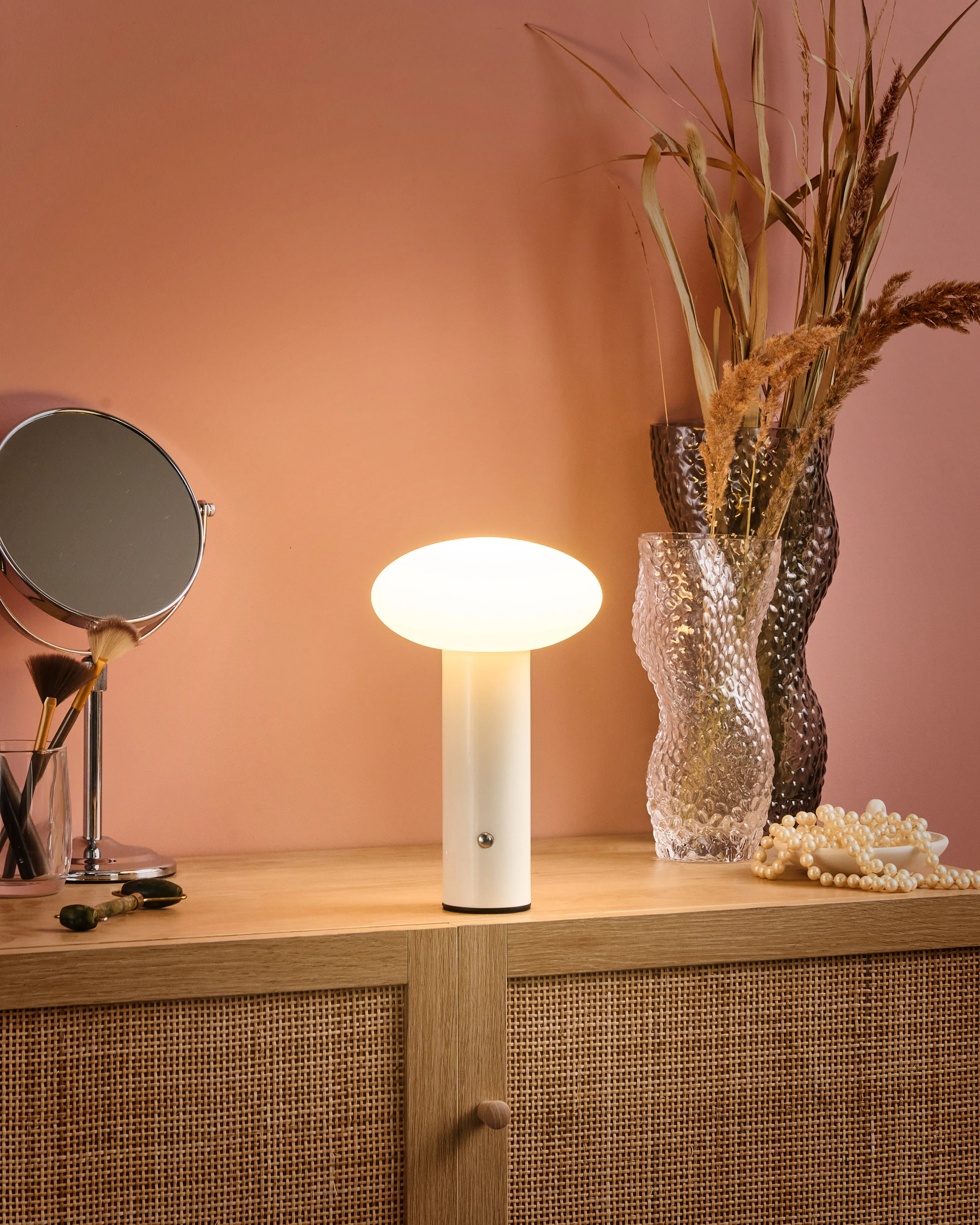 LED draadloze tafellamp BUAYAN met dimmer Metaal Wit