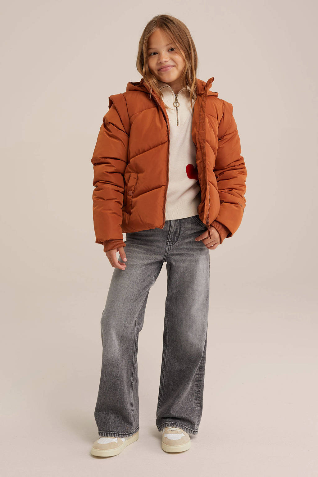 WE Fashion gewatteerde winterjas oranjebruin