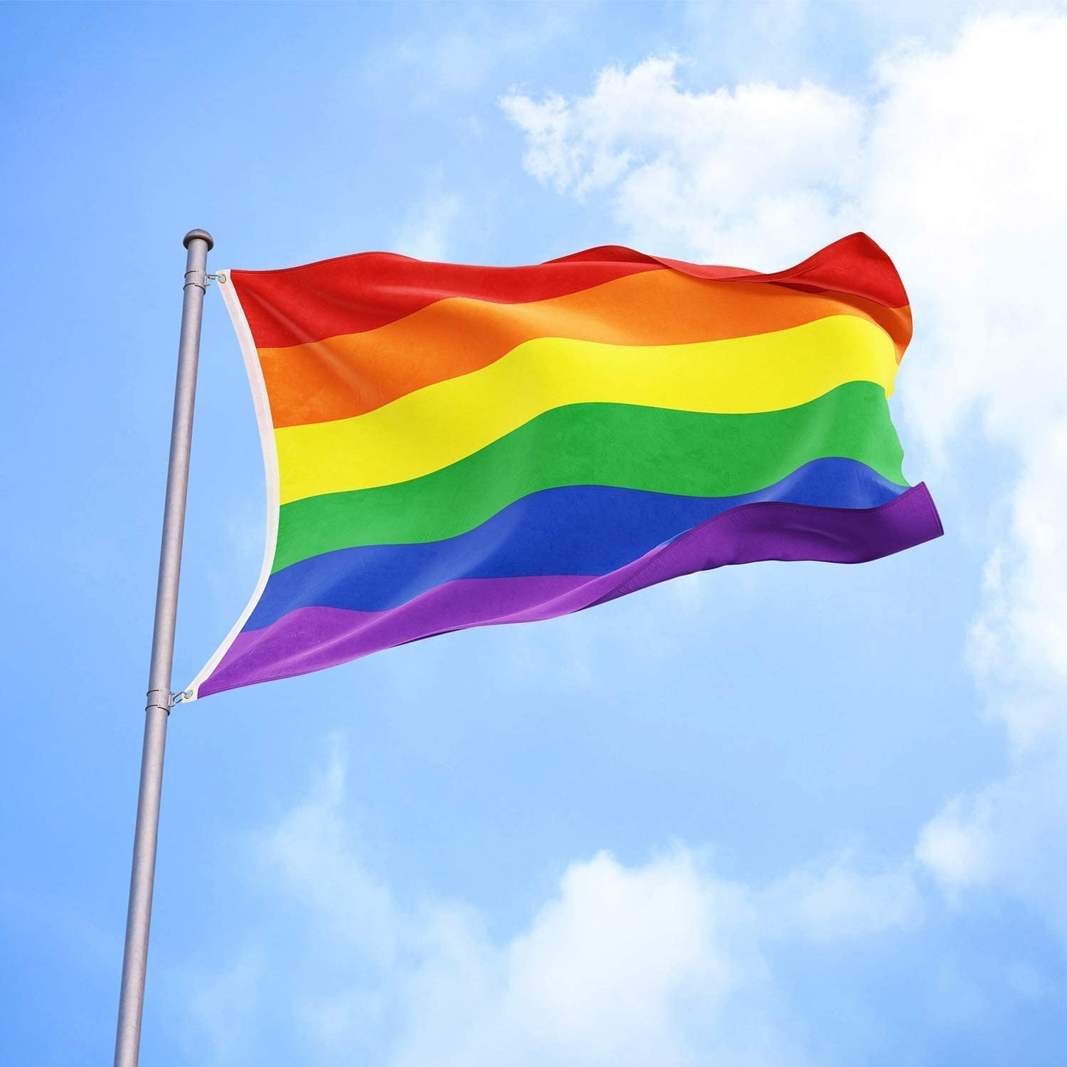 (90x150cm) Regenbogen Flagge Deko Pride Banner Peace Fahne mit Ösen - Bunt