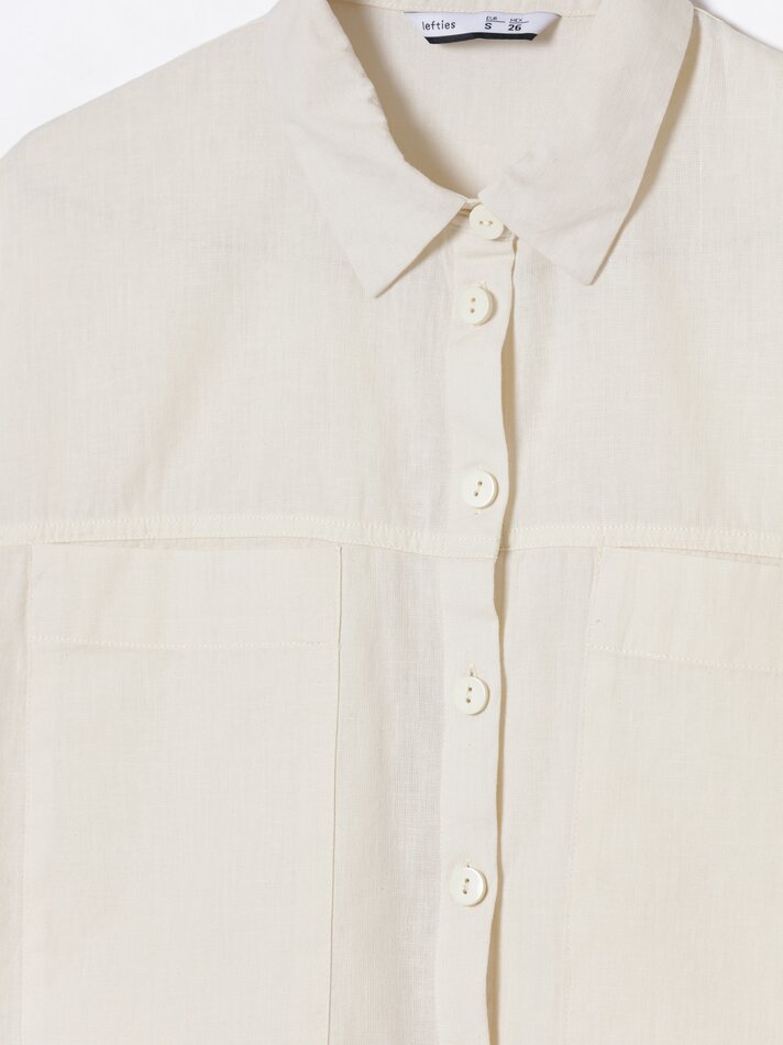 Camisa cropped de linho - Natural