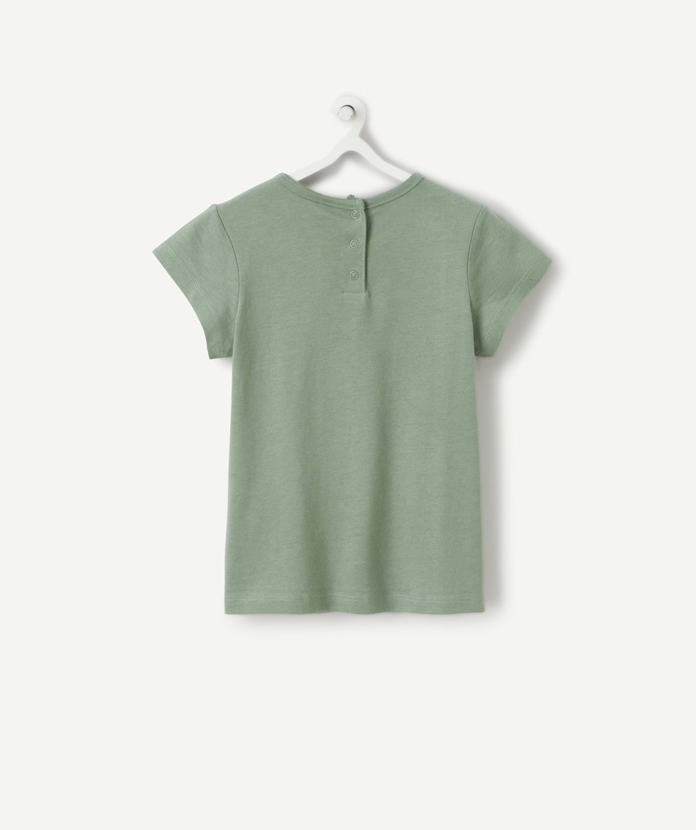 T-SHIRT BÉBÉ FILLE EN COTON BIOLOGIQUE VERT AVEC POMME IMPRIMÉ