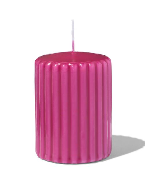 bougie 6 x 8 cm nervurée rose fluo