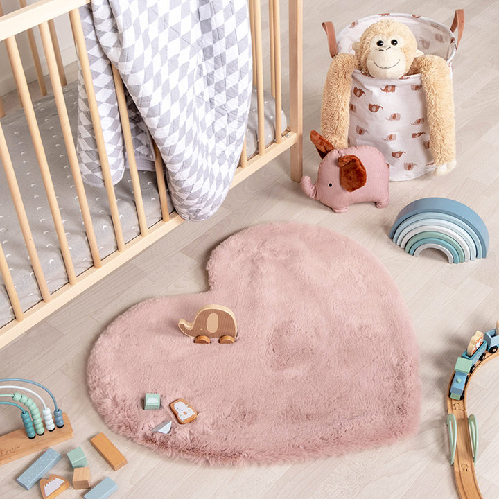 Kindervloerkleed - Huggy Hart Roze | Super fluffy!
