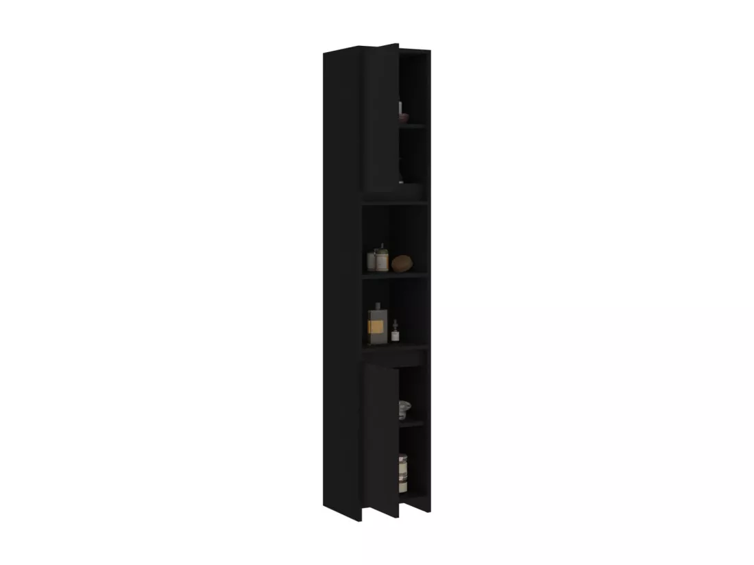 Armoire de salle de bain Noir 30x30x183,5 cm Bois d'ingénierie