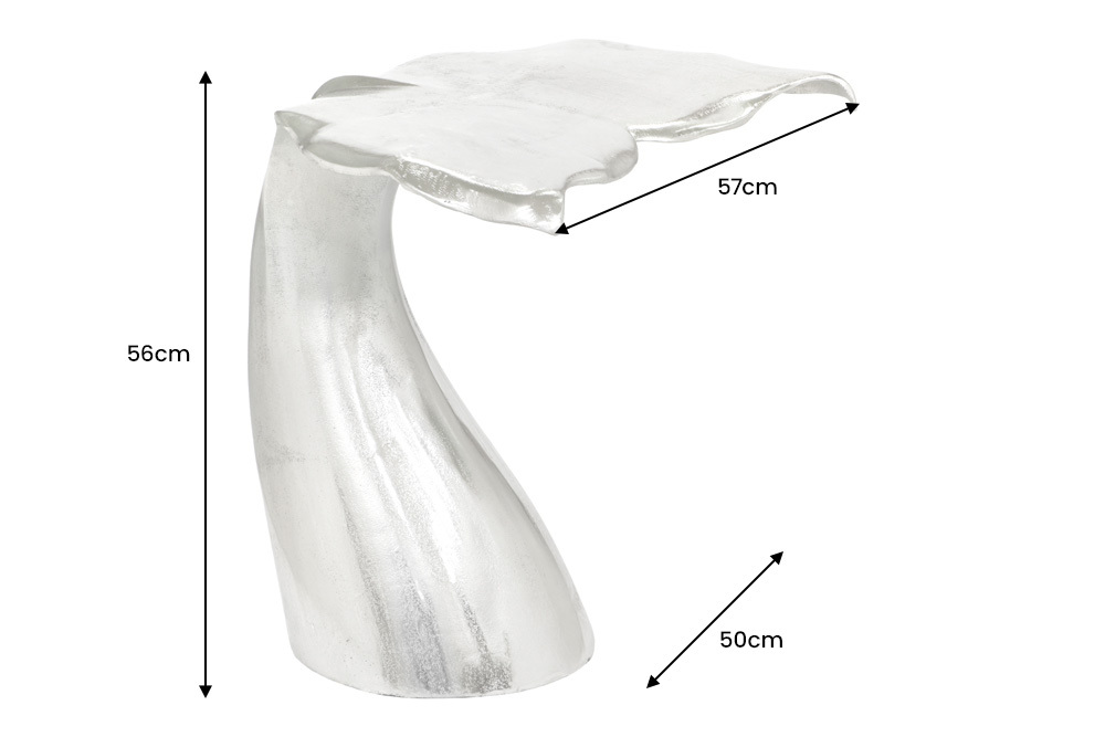 Design Beistelltisch WILDLIFE Walflosse 60cm silber Metall handmade